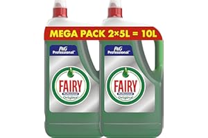 FAIRY Professional Original Detersivo Piatti Professionale a Mano, Formato 10 Litri (2 X 5L), Azione Sgrassante, Piatti Puliti e Lucenti, Ideale per le Cucine Professionali