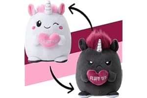 corimori Przytulanka nastrojowa, 16 cm, dwustronna, z jednorożcem "Lily & Ruby", biała, różowa, antracytowa, szczęśliwa vs zirytowana