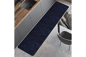 Comart - Tappeto Cucina Nancy - Antiscivolo - Lavabile in Lavatrice - Moderna Passatoia in Ciniglia - Runner per Corridoio e Cucina - Morbido e Resistente - Made in Italy - Blu - 50x230 cm