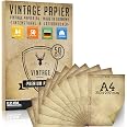 100 Feuilles Papier à Lettre Vintage A4 100g/m² - Papier Kraft Ancien Pour Créations Artisanales