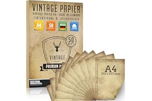ELES VIDA 50 pezzi di carta per lettere vintage A4 100 g/qm vecchia artigianale per certificati carte del tesoro carte artigianali, matrimonio,carta a motivi scrapbooking