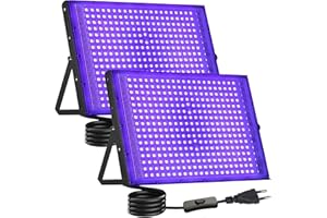 CREATESTAR Lumière Noire LED 300W lot de 2, Projecteur lumière noire UV, étanche IP66 Projecteur UV LED pour fête lumineuse Affiche fluorescente Bar Disco Halloween éclairage de scène