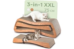 Knupis 3-w-1 Drapak dla Kotów XXL– Powierzchnia do Drapania, Leżanka i Strefa Zabaw z Wytrzymałego Kartonu FSC® – Gotowy do Użytku & Wspiera Pielęgnację Pazurów (Mountain- Brązowy)