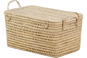 Bohome Living - Coffre de rangement en osier naturel tressé 60cm, avec couvercle de fermeture, idéal rangement à jouets, Malle à Jouets, Idéal Enfants et Bébé, Artisanal