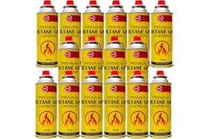 KMJ 16 Pack Butane Gas Canister– Premium Gas Canister for Camping Stove- Adjustable Camping Gas Canisters- Weed Burner Butane Gas - Camping Gas Canister for Cooking, BBQ etc (16 Pack)