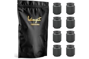 heimzeit Pomelli Armadio per Porte, Cassetti e Comodini in Alluminio di Alta Qualità [8 Pezzi, Rigato] Colore: Grigio Oscuro, Design Elegante, Pomelli per Mobili con impugnatura a un foro e viti