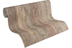 A.S. Création Papier peint adhesif - Papier peint bois en beige et marron - Papier peint tasseau de bois pour différents espaces - Papier peint en 10,05 m x 0,53 m