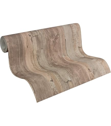A.S. Création behang houtlook crème, bruin en zwart - AS-368931 - 53 cm x 10,05 m