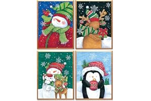 Bellatoi 4 PCs Diamond Painting Natale, Pittura Diamante 5D, Diamond Painting Kit Completo Natale, per Casa Pareti Pittura Diamante Natale Decorativa, Regalo di Natale