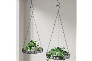 ‎BOMCLAP Bomclap Pflanzenaufhänger aus Metall, 2er Set Hängende Pflanzgefäße mit Deckenhaken & Hängekette, Hängekorb für Innen und Außen