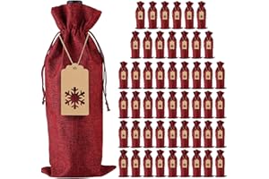 PIXHOTUL Sacchetti regalo in iuta con coulisse per bottiglie di vino, 12 pezzi, per Natale, matrimoni, viaggi, compleanni, feste.
