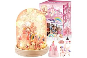 HappyGoLucky Bastelset Kinder - Einhorn Mädchen Spielzeug Geschenk ab 3-10 Jahre - DIY Nachtlicht Kinder - Sockel aus Holz - mit 10+ Zubehörteilen, Personalisierbares Schlafzimmerlicht