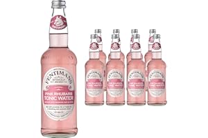 Fentimans Pink Rhubarb Tonic Water - Botanically Brewed Water - Infused with Sweet Rhubarb and Botanical Extracts - Low Calorie, Gluten Free and Vegan Friendly Soft Drinks - 8 x 500ml