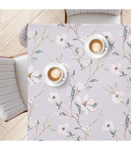 Tovaglia Plastificata Antimacchia Rettangolare 140x240 Cm - Stile Maiolica Tenue Made In Italy