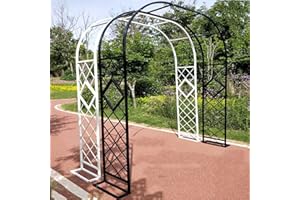 LYAH Large Metal Garden Arch With Base, Heavy Duty Archway Anti-rust Rose Arbor Arches Trellis Stand 140cm 180cm 220cm 280cm 300cm 340cm Wide, Lawn Backyard Wedding Decoration Sturdy Pergola (Color : Blac