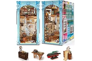 MiniCity Book Nook Kit, DIY Casa de muñecas en Miniatura, Set rincón de Libros, 3D, Rompecabezas de Madera, sujetalibros para Poner en la Biblioteca, decoración con luz LED para Adolescentes y