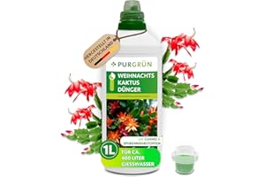 Purgrün® Weihnachtskaktus-Dünger 1 Liter – Spurennährstoffe für prächtige Blüten – Extra Kalium stärkt die Widerstandskraft – Ergiebiges Konzentrat für 400 Liter Gießwasser – Premium-Flüssigdünger