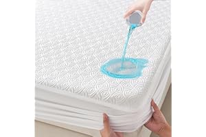 ZOUWAY Mattress Protector 160 x 200 cm, Mattress Protector Waterproof Made of Silent Material, Mattress Cover Moisture Protection and Breathable, Suitable for Mattresses up to 30 cm Thick Mattress Topper