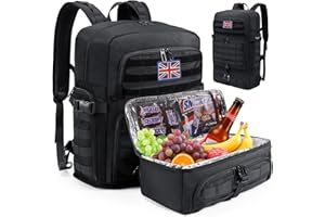 BERTASCHE 15.6 Inch Laptop Lunch Backpack with Insulated Cooler Box, Work Backpack for Tactical, Military, Office, Travel, Uni, Hiking, Molle, Black