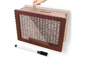 ZZRSYJ Hucha de Madera,Hucha de Madera con Contador,Cajas de Dinero Retro,Hucha Reutilizable con Objetivo,Hucha para Niños con Objetivos,para Ayudar a Los Niños a desarrollar el Hábito de Ahorro (3000€)