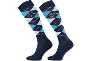TODO Comodo STPDJ Calze Equitazione Donna, Uomo, Bambina | Calzini da Equitazione Ragazza Ragazzo a Scacchi Lunge in Cotone