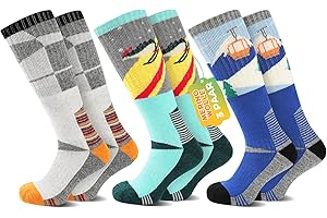 SockWaddles Dziecięce skarpety narciarskie z wełny z merynosów, uniseks, oddychające i szybkoschnące, ciepłe i antyzapachowe, grube skarpety narciarskie, dla chłopców i dziewczynek, rozmiary 30-35, 35