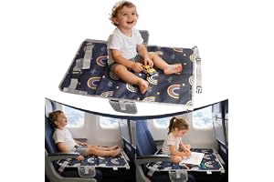 Flygplan sätesförlängning barn, 76 x 44,5 cm flygplan säng baby, bärbar resa sittförlängning, lätt och vikbar väsentlig för barn flygplan resa tillbehör (regnbåge)