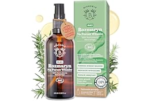 ‎BIONOBLE BIONOBLE Organiczny Olejek Rozmarynowy do Włosów - Wzmacnia Wzrost i Ogranicza Wypadanie - Rozmaryn, Olej Rycynowy, Arganowy i Jojoba - Szklana Butelka + Pipeta i Pompka - Hair Growth Oil - 100ml