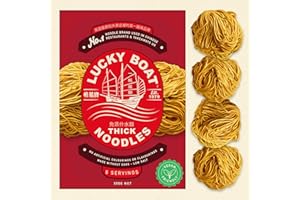 LUCKY BOAT Thick Chow Mein Noodles 350G | No1 Restaurant Quality | No.1 Thick Noodles | Egg Free Noodles | Bulk Noodles | Stir-Fry | Noodles | Vegan | Chinese Noodles | 350G (PACK OF 1)