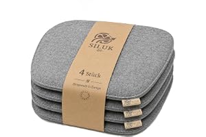 SILUK Mysig sittdyna av filt 40 cm x 40 cm – bekväm tvättbar – set om 4 grå I svart för bänksstolskuddar (kvadrat –