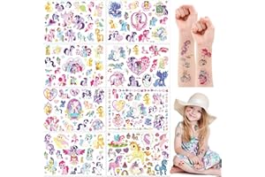YUYAN My Little Pony Temporary Tattoos Stickers for Kids cute cartoon Tattoos Party Favors and Birthday Decorations for Girls Boys(8 Pony Temporary Tattoo Sheets)…