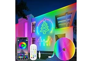 DTQJ LED Strip Lights 5M,Neon Rope Bluetooth RGBIC Lumi Light Strips with App & Remote,Color Changing Led Lights for Bedroom,Music Sync Dimmable Lighting for Room, Kitchen, Ceiling & Party Decor