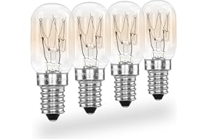 ‎POPPSTAR Poppstar 4 żarówki E14 15W do lodówek, maszyn do szycia, zamrażarek, lamp solnych (2700K ciepła biel, 150 lumenów)