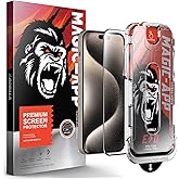 Klasse X-Gorilla iPhone 15 Pro Max Screen Protector Glass | 9H Unbreakable Full Coating, Dust-Free Application and Unbreakable & Anti-Scratch (Transparent