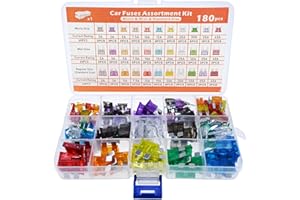 PENGSHOW 180 Pcs Car Fuses, Mini Blade Fuse, 2A-40A Car Fuses Assorted Kit, Standard Cars Fuse With Puller Extraction Tool & Storage Case, Automotive Replacement Kit For Boat RV Truck Motorcycle