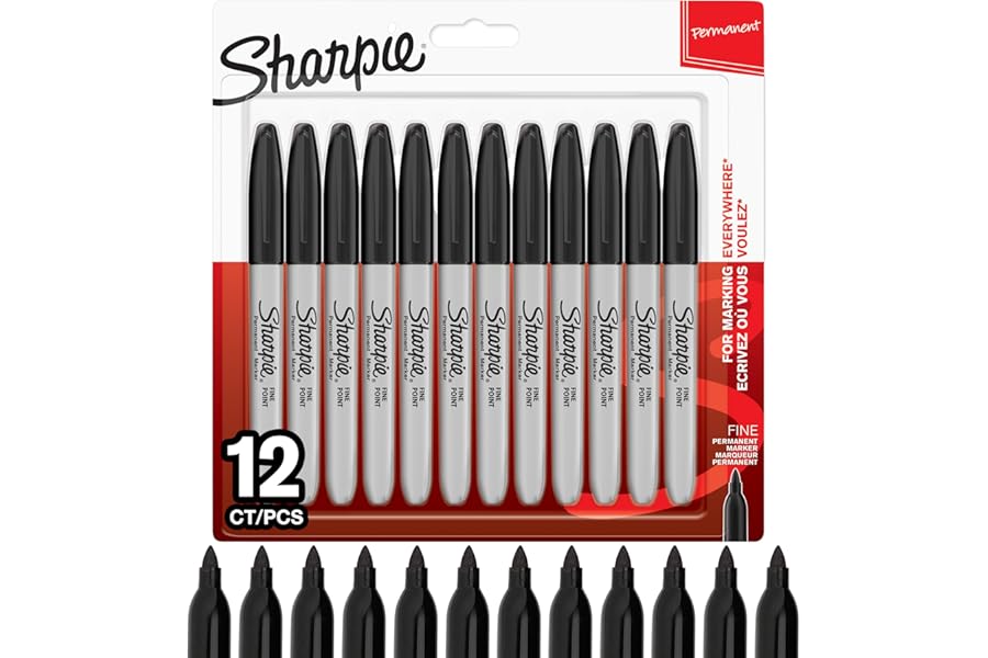 Sharpie Permanent Markers | Fine Point for Bold Details | Black Ink | 12 Marker Pens