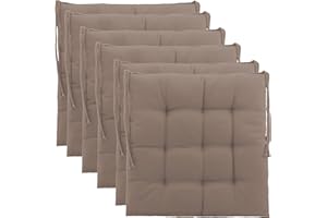Brandsseller Cuscino per Sedia circa 40 x 40 cm Cuscino per Poltrona con Cinghie di Fissaggio per Interni Esterni come Set da 6 - Stone