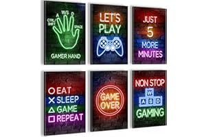 Novart Wandbilder Set Spielkonsole Gamer - KOMPLETT AUFHÄNGFERTIG - Made in Germany - Moderne Bilder Kinderzimmer Junge Teenager - N005264a