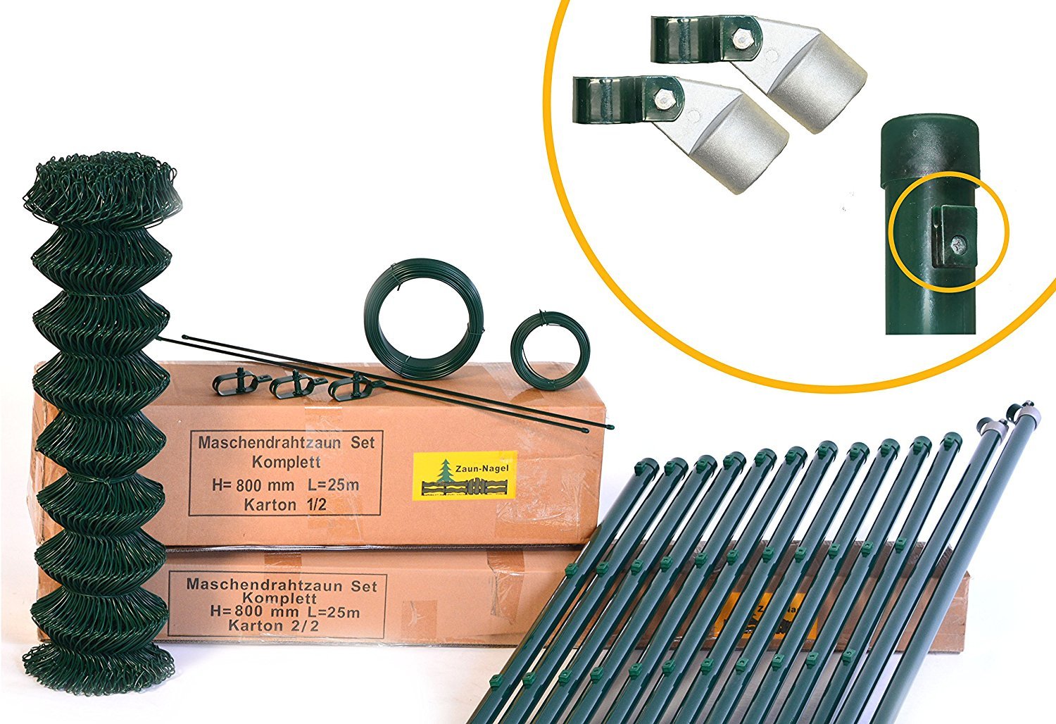 Zaun-Nagel Maschendrahtzaun Drahtzaun Gartenzaun Maschendraht Komplettset für gerade Zaunstrecke