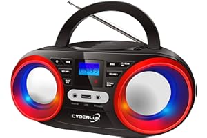 Tragbarer CD-Player | LED-Discolichter | Boombox | CD/CD-R | USB | FM Radio | AUX-In | Kopfhöreranschluss | 20 Speicherplätze | Kinder Radio | CD-Radio | Kompaktanlage