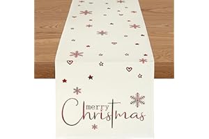 YCOLL Weihnachtsdeko Tisch Tischläufer Weihnachten Tischläufer Beige Winter Wasserabweisend Modern Weihnachtstischläufer für Drinnen und Draußen Party Küche Esstisch Dekoration