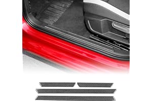 KUNGKIC 4 pièces de Voiture Protecteur de Porte Couverture de seuil en Fibre de Carbone Autocollant décoratif Compatible with Volkswagen VW Golf 8 2020-2023 Bande de seuil Trim Accessoires Noir