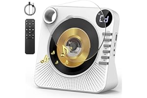 Greadio CD Player Tragbar mit Bluetooth 5.1, Kinder CD Spieler mit Lautsprecher, Fernbedienung, HiFi-Sound, Staubschutz, AUX/USB-Wiedergabe, Tragbarer cd Player für Zuhause (Weiß)