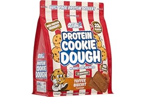 ‎APPLIED NUTRITION Applied Nutrition Protein Cookie Dough - Hochwertiger Proteinsnack, Über 22 g Protein pro Portion, Verzehrfertig – Kalorienarm, Gesundes Naschen (1kg, Toffee Biscuit)