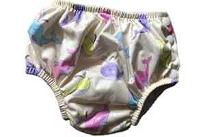 DICACA NATURE - Costume da bagno per neonati e bambini piccoli 0-4 anni - riutilizzabile ed ecologico - Massima protezione anti-perdite - ideale per piscina e spiaggia. (L, balene)