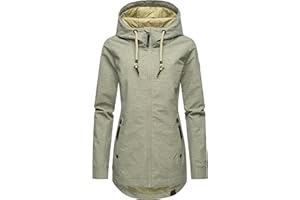 Ragwear Damen Übergangsjacke leichte Jacke Kurzmantel wasserdicht mit Verstellbarer Kapuze Zuzka Intl XS-6XL