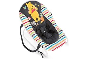hauck / Transat Rocky de Disney / Fonction Basculement / Dossier Réglable, Harnais 3 points, Boucle de Transport / de la naissance à 9 kg / inversable, Pooh Geo (Noir)