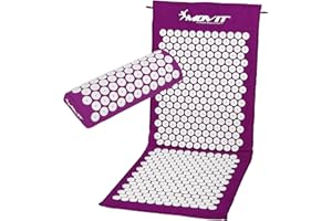 MOVIT Tapis d'acupression, modèle TUINA (75x44x2,5cm) INCL. Coussin & Sac ou modèle ZHIYA (130x50x2,5cm) INCL. Coussin, testé Contre Les substances nocives, Housse 100% Coton, Massage, 10 Couleurs