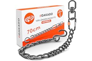 Gakago Cadena de extensión como Cadena de Silla Colgante, extensión de Columpio, Soporte de Saco de Boxeo - Cadena de acero con Gancho en S, Giratorio y mosquetón - también para Exteriores
