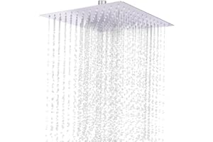 TOSUTO Duschkopf Regendusche 12 Zoll,304 Edelstahl Regenduschkopf,Duschkopf Wasserfall,360° Verstellbarer Kopfbrause mit Anti-Kalk-Düsen,Selbstreinigende Regendusche Brausekopf Quadratisch